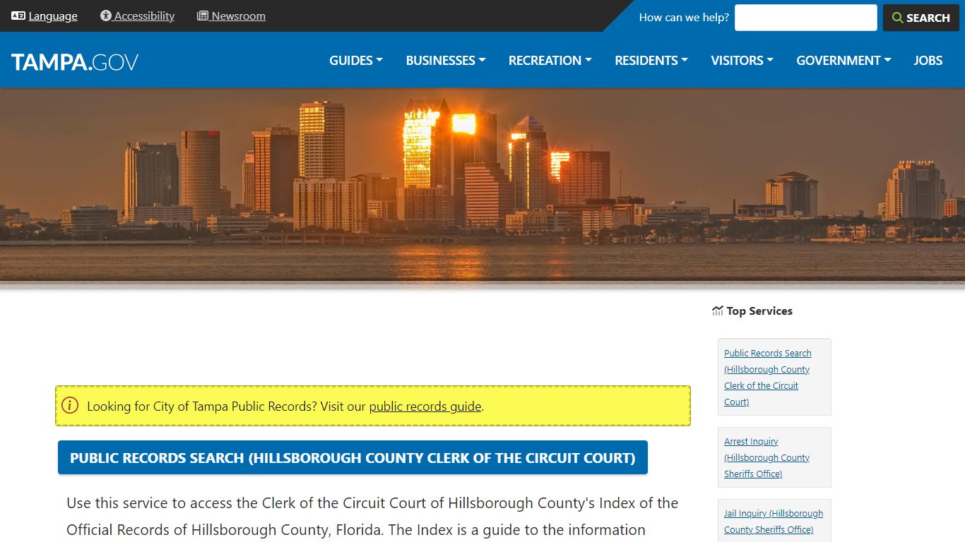 Public Records Search (Hillsborough County Clerk of the Circuit Court ...